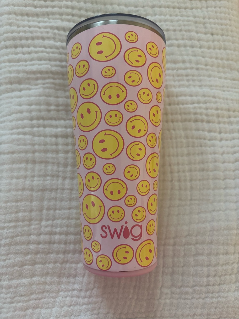 Swig Pink Smiley Stainless Tumbler - like new